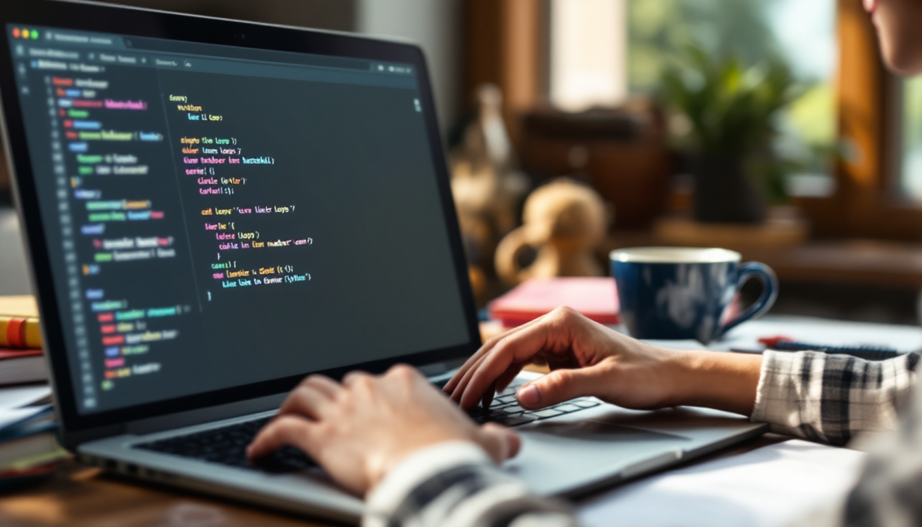 파이썬으로 만든 숫자 야구 게임을 즐기는 중학생 모습